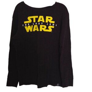 Star Wars 'The Last Jedi' Long Sleeve Black T-Shirt Size 2XL Yellow Graphics